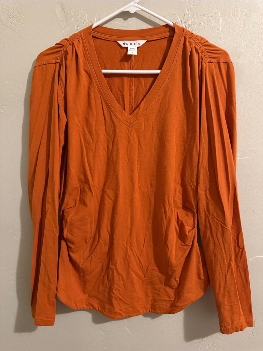 Athleta Long Sleeve V-Neck Top in Terra Cotta